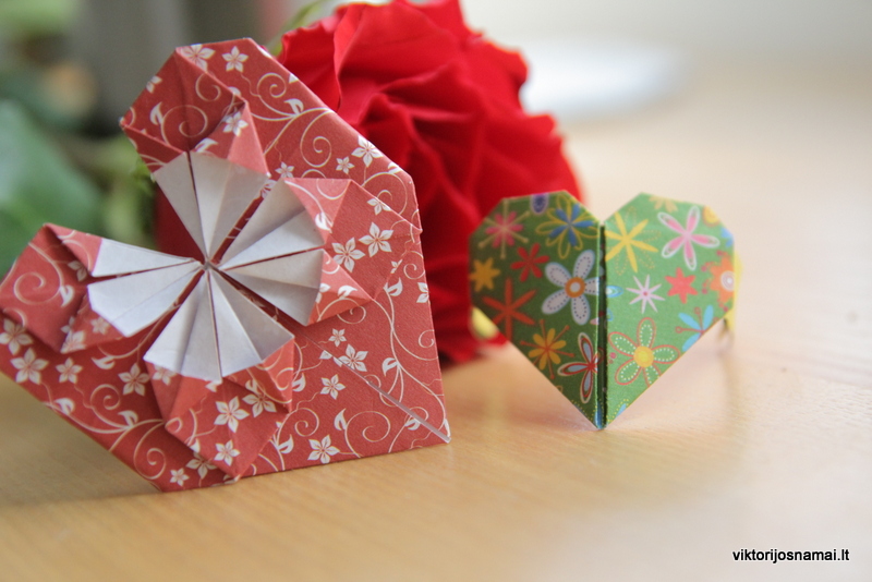 Širdelės iš popieriaus (Origami)